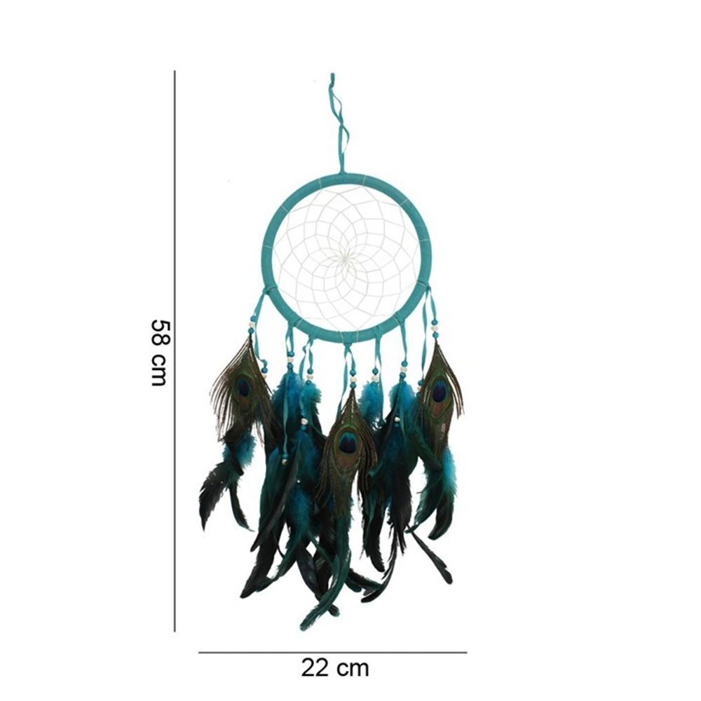 Turquoise Peacock Feather Dreamcatcher